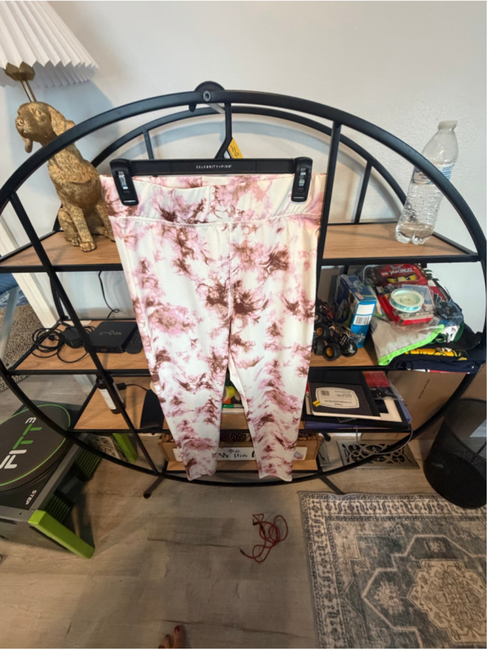 Women's Pink Lily Leggings Size L White Pink Tie Dye
